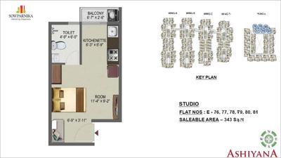 Image of 345 Sq.ft 1 RK Apartment / Flat for sale in Sowparnika Ashiyana Phase II, Samethanahalli, Bengaluru for Rs. 3500000