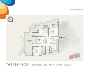 Image of 1104 Sq.ft 2 BHK Apartment / Flat for sale in Crescent Zinnia, Pottammal, Kozhikode for Rs. 7000000