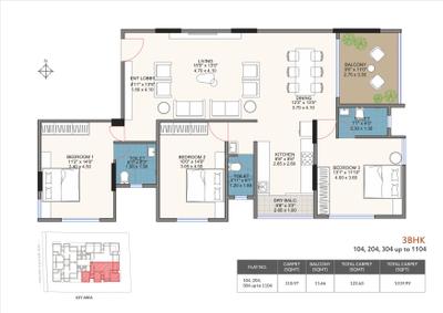 Image of 1850 Sq.ft 3 BHK Apartment / Flat for sale in The Nest Anamay, Kothrud, Pune for Rs. 25500000