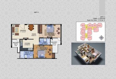 Image of 1350 Sq.ft 3 BHK Apartment / Flat for sale in VHP The Landmark Gold, Danapur, Patna for Rs. 13000000