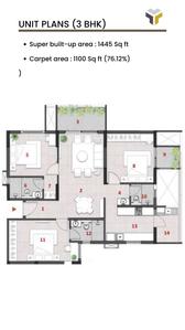Image of 1462 Sq.ft 3 BHK Apartment / Flat for sale in Gen Y The High Line Park, Kambipura, Bengaluru for Rs. 12427000