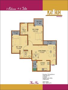 Image of 1324 Sq.ft 3 BHK Apartment / Flat for sale in Amrapali Platinum, Sector 119, Noida for Rs. 12300000