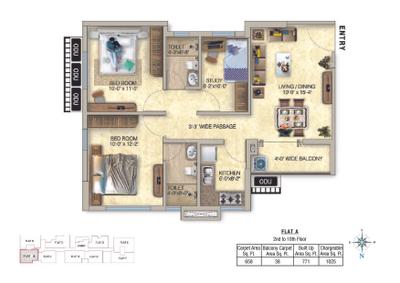 Image of 934 Sq.ft 2 BHK Apartment / Flat for sale in Pushp Vihar, Barrackpore, Kolkata for Rs. 2000000