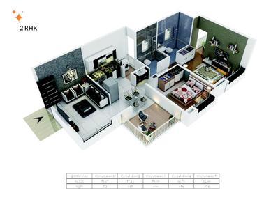 Image of 850 Sq.ft 2 BHK Apartment / Flat for sale in Aswani Galaxy, Wakad, Pune for Rs. 8500000