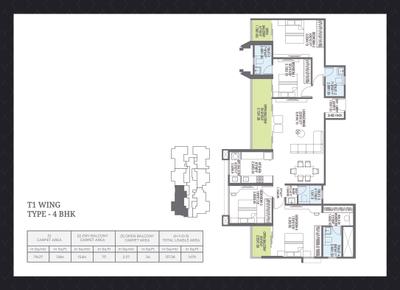 Image of 1190 Sq.ft 2 BHK Apartment / Flat for sale in Pharande L Axis Phase III Cluster B, Spine Road, Pune for Rs. 9400000