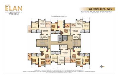 Image of 600 Sq.ft 1 BHK Apartment / Flat for sale in Nyati Elan Central I, Wagholi, Pune for Rs. 4900000