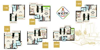 Image of 595 Sq.ft 1 BHK Apartment / Flat for sale in Raj Tulsi V City, Pashane, Thane for Rs. 1611000