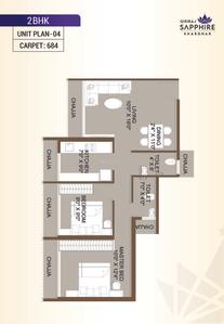 Image of 1050 Sq.ft 2 BHK Apartment / Flat for sale in Giriraj Sapphire, Kharghar, Navi Mumbai for Rs. 9900000