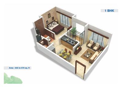 Image of 750 Sq.ft 1 BHK Apartment / Flat for sale in Viva City, Virar West, Virar for Rs. 3200000