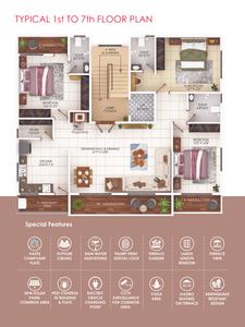 Image of 1800 Sq.ft 3 BHK Apartment / Flat for sale in Chandra Vedira Fortune, Somalwada, Nagpur for Rs. 8498000