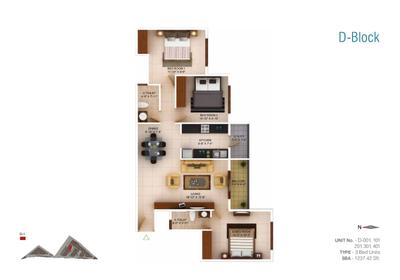 Image of 1139 Sq.ft 3 BHK Apartment / Flat for sale in Concorde Wind Rush, Bommasandra, Bengaluru for Rs. 7500000