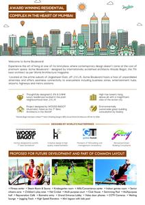 Image of 1100 Sq.ft 2 BHK Apartment / Flat for sale in ACME Boulevard Tower 5, Andheri East, Mumbai for Rs. 22000000