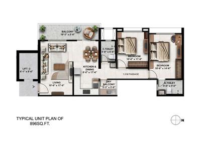 Image of 1600 Sq.ft 3 BHK Apartment / Flat for sale in Icon Avanza, Balewadi, Pune for Rs. 17000000