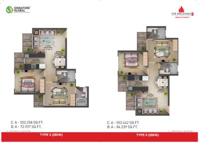 Image of 670 Sq.ft 2 BHK Apartment / Flat for sale in Signature Global The Millennia 2, Sector 37C, Gurgaon for Rs. 6950000