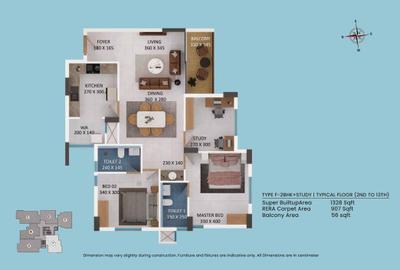 Image of 1587 Sq.ft 3 BHK Apartment / Flat for sale in Varma Avenue, Kakkanad, Kochi for Rs. 9800000