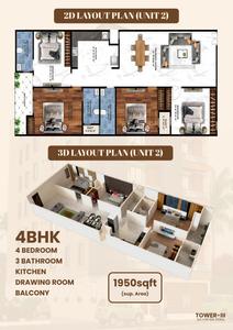 Image of 1800 Sq.ft 4 BHK Apartment / Flat for sale in Realcon Silver Oak Tower III, Sector 104, Noida for Rs. 8500000
