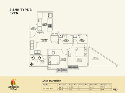 Image of 1152 Sq.ft 3 BHK Apartment / Flat for sale in VJ Yashwin Royal, Vadgaon Budruk, Pune for Rs. 11500000