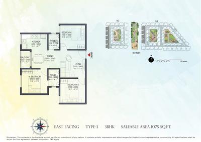 Image of 1142 Sq.ft 3 BHK Apartment / Flat for sale in Sowparnika Indradhanush Phase I, Yelachanayakanapura, Bengaluru for Rs. 9500000