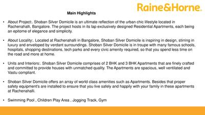 Image of 1436 Sq.ft 3 BHK Apartment / Flat for sale in Shoban Silver Domicile, Thanisandra, Bengaluru for Rs. 12000000
