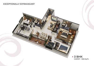 Image of 1520 Sq.ft 3 BHK Apartment / Flat for sale in Ellanza Zenistry B, Baner, Pune for Rs. 16000000