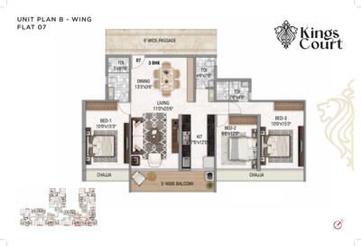 Image of 1295 Sq.ft 2 BHK Apartment / Flat for sale in Metro Kings Court, Panvel, Navi Mumbai for Rs. 14200000