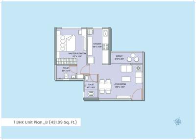 Image of 839 Sq.ft 1 BHK Apartment / Flat for sale in KGI Kohinoor Highland, Usarghar, Thane for Rs. 4499000