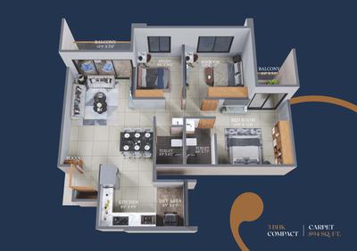 Image of 1253 Sq.ft 3 BHK Apartment / Flat for sale in Vision Altia, Ravet, Pune for Rs. 8000000