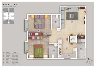 Image of 1359 Sq.ft 3 BHK Apartment / Flat for sale in Karnavati Enclave, New Maninagar, Ahmedabad for Rs. 4500000
