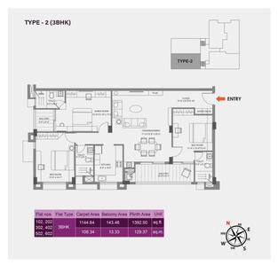 Image of 1880 Sq.ft 3 BHK Apartment / Flat for sale in Kapis Lotus Crystal, Chandrasekharpur, Bhubaneswar for Rs. 15000000
