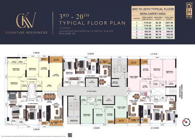 Image of 1700 Sq.ft 3 BHK Apartment / Flat for sale in CKV Signature Residences, Mulund East, Mumbai for Rs. 29000000