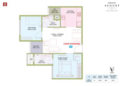 Image of 740 Sq.ft 2 BHK Apartment / Flat for sale in Bramhacorp August Towers, Wadgaon Sheri, Pune for Rs. 9800000