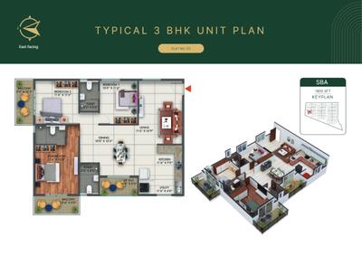 Image of 1845 Sq.ft 3 BHK Apartment / Flat for sale in Amberstone Elanza, Anjanapura, Bengaluru for Rs. 15600000
