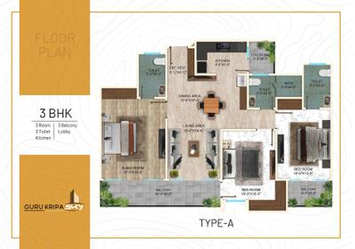 Image of 700 Sq.ft 1 BHK Apartment / Flat for sale in Guru Kripa Sky, Sunrakh Bangar, Vrindavan for Rs. 5700000