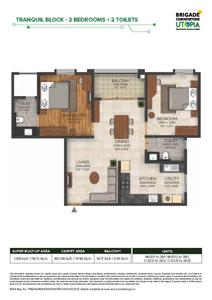 Image of 1096 Sq.ft 2 BHK Apartment / Flat for sale in Eden At Brigade Cornerstone Utopia, Varthur, Bengaluru for Rs. 16900000