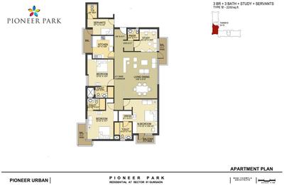 Image of 2590 Sq.ft 4 BHK Apartment / Flat for sale in Pioneer Park, Sector 61, Gurgaon for Rs. 49000000