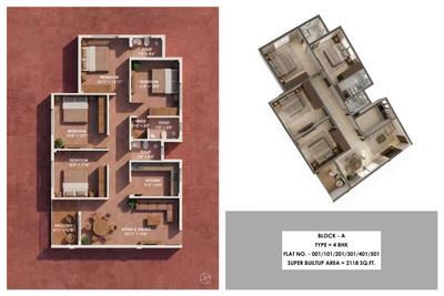 Image of 1500 Sq.ft 3 BHK Apartment / Flat for sale in Ganges Rashmi Delight, Hanspal, Bhubaneswar for Rs. 11088000