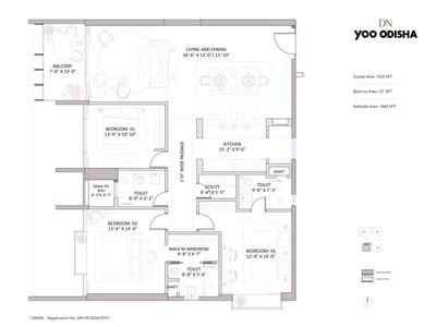 Image of 3314 Sq.ft 4 BHK Apartment / Flat for sale in DN Yoo Odisha, Chandrasekharpur, Bhubaneswar for Rs. 53000000