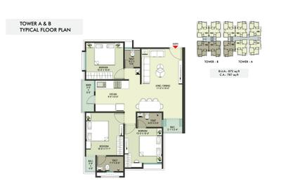 Image of 900 Sq.ft 3 BHK Apartment / Flat for sale in Ekdant Skyline, Waghodia Road, Vadodara for Rs. 4451000