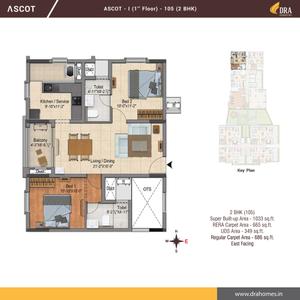 Image of 1018 Sq.ft 2 BHK Apartment / Flat for sale in DRA Ascot, Adambakkam, Chennai for Rs. 16000000