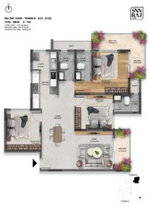 Image of 1870 Sq.ft 3 BHK Apartment / Flat for sale in Raj Bay Vista by SNN Properties LLP, Bilekahalli, Bengaluru for Rs. 27500000