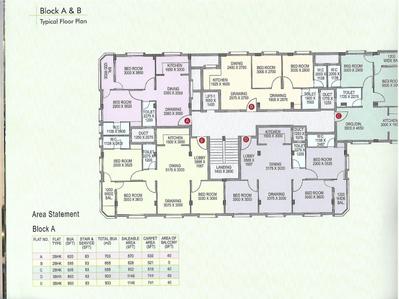 Image of 1451 Sq.ft 3 BHK Apartment / Flat for sale in JDM Galaxy, Belghoria, Kolkata for Rs. 8000000