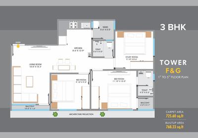 Image of 1400 Sq.ft 3 BHK Apartment / Flat for sale in Vinayak Malbar Valley, Makarpura, Vadodara for Rs. 5500000