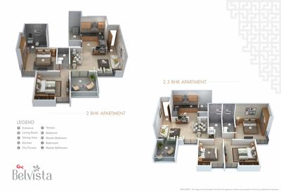 Image of 724 Sq.ft 2 BHK Apartment / Flat for sale in Gini Belvista, Dhanori, Pune for Rs. 7500000