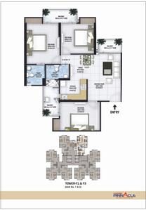 Image of 975 Sq.ft 2 BHK Apartment / Flat for sale in Panchsheel Pinnacle Phase 2 Tower F1 Part Of Panc, Noida Extension, Greater Noida for Rs. 7700000