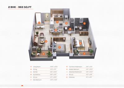 Image of 1219 Sq.ft 2 BHK Apartment / Flat for sale in GPL Awadh One, Warje Malwadi, Pune for Rs. 12000000