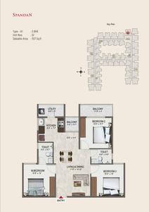 Image of 1144 Sq.ft 3 BHK Apartment / Flat for sale in Sowparnika Spandan, Nallampalayam, Coimbatore for Rs. 9500000