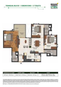 Image of 1096 Sq.ft 2 BHK Apartment / Flat for sale in Eden At Brigade Cornerstone Utopia, Varthur, Bengaluru for Rs. 16900000