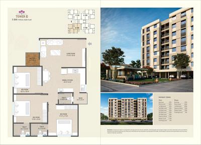 Image of 1100 Sq.ft 3 BHK Apartment / Flat for sale in Arch The Florence, Bhayli, Vadodara for Rs. 6000000