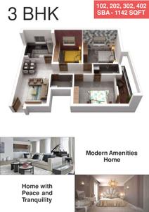 Image of 1000 Sq.ft 3 BHK Apartment / Flat for sale in Sri Krishna Residency, Nayapalli, Bhubaneswar for Rs. 13000000