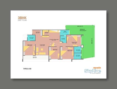 Image of 1926 Sq.ft 3 BHK Apartment / Flat for sale in Akshar Sahjanand Skyline, Vavol, Gandhinagar for Rs. 6500000